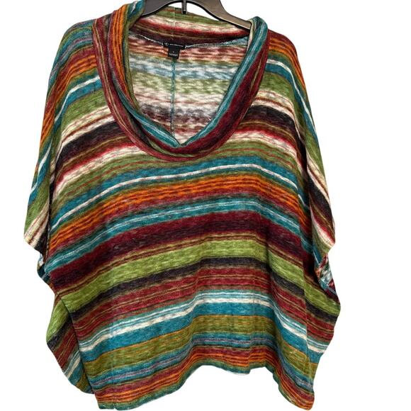New Directions Sz L Open Arm Cowl Neck Poncho Sweater - Picture 1 of 6